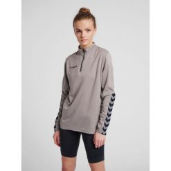 Bluza do piłki nożnej damska Hummel demi-zip hml AUTHENTIC. Szare bluzy Hummel, xs, bez wzorów, bez kaptura. W wyprzedaży za 174.50 zł.