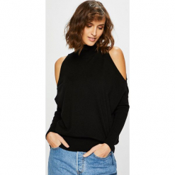 Guess Jeans - Sweter Filippa. Czarne golfy Guess Jeans, l, z aplikacjami, z dzianiny, bez ramiączek. W wyprzedaży za 229.90 zł.