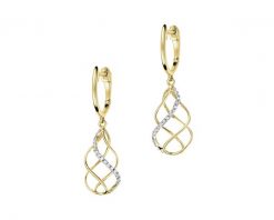 Kolczyki z żółtego złota z diamentami - 0,05 ct - próba 375. Żółte kolczyki Apart, z diamentem, złote. Za 1,559.00 zł.