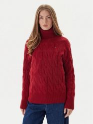 Tommy Hilfiger Golf WW0WW46791 Czerwony Regular Fit. Czerwone golfy TOMMY HILFIGER, xl, bez wzorów, z wełny, bez ramiączek. Za 649.99 zł.