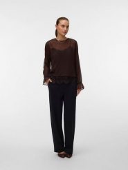 Vero Moda Bluzka w kolorze brązowym rozmiar: M. Brązowe bluzki Vero Moda, m, bez wzorów, z koronki, bez kołnierzyka, bez ramiączek. Za 149.95 zł.