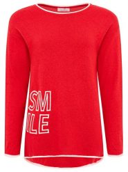Zwillingsherz Sweter "SMILE" w kolorze czerwonym rozmiar: L. Czerwone swetry Zwillingsherz, l, bez wzorów, z kaszmiru, bez ramiączek. Za 195.95 zł.