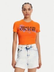 Versace Jeans Couture T-Shirt 78HAHC05 Pomarańczowy Slim Fit. Brązowe t-shirty Versace Jeans Couture, l, bez wzorów, z bawełny, bez kołnierzyka, bez ramiączek. Za 459.99 zł.
