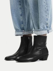GINO ROSSI Botki EO-SLT603-601 Czarny. Czarne botki Gino Rossi, bez wzorów, bez obcasa, na słupku, bez zapięcia. Za 399.99 zł.