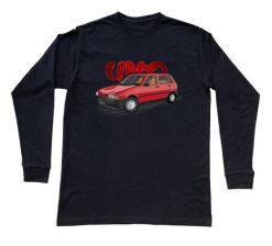 Fiat Uno — bluzka z długim rękawem (Rozmiar: L (dorosła); Kolor koszulki: czarny; Rodzaj nadruku: Fiat Uno). Czarne bluzki nikiniki, l, bez wzorów, z bawełny, bez kołnierzyka, bez ramiączek. Za 99.00 zł.