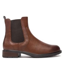 Botki Jana. Brązowe botki JANA, bez wzorów, bez obcasa, na płaskiej podeszwie, bez zapięcia. Za 349.99 zł.