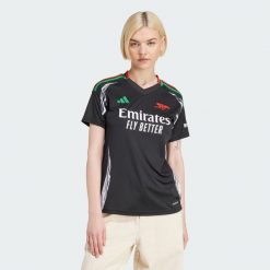 Koszulka Arsenal 24/25 Away. Czarne bluzki Adidas, xs, bez wzorów, z materiału, sportowe, bez kołnierzyka, bez ramiączek. W wyprzedaży za 381.10 zł.