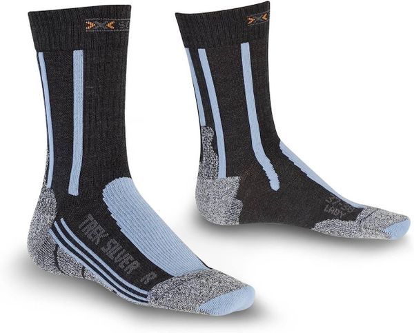 Skarpety trekkingowe damskie X-socks Trekking Silver. Czarne skarpety X Socks, bez wzorów, z materiału. Za 36.96 zł.