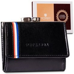 Portfel skórzany Peterson [D] PTN RD-25-GCL czarny. Czarne portfele Peterson, bez wzorów. Za 54.00 zł.