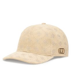 Czapka z daszkiem Guess. Brązowe czapki Guess, z aplikacjami. Za 159.99 zł.