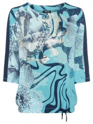 Olsen Bluzka w kolorze turkusowo-granatowym rozmiar: 38. Niebieskie bluzki Olsen, bez wzorów, bez kołnierzyka, bez ramiączek. Za 110.29 zł.