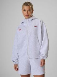 4F Bluza dresowa regular z kapturem damska - szara S. Szare bluzy 4f, s, bez wzorów, z dresówki, z kapturem. Za 199.99 zł.