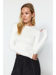 Trendyol Koszulka w kolorze białym rozmiar: XXS. Białe bluzki Trendyol, xxs, bez wzorów, bez kołnierzyka, bez ramiączek. Za 52.99 zł.