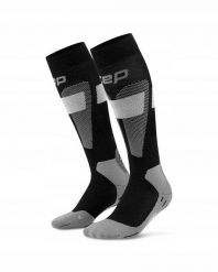 Damskie sportowe podkolanówki kompresyjne na zimę z wełną merino CEP. Czarne skarpety CEP, bez wzorów, z elastanu. Za 199.00 zł.