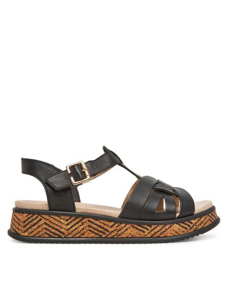 Rieker Sandały W0853-00 Czarny. Czarne sandały Rieker, bez wzorów, ze skóry, bez obcasa, na płaskiej podeszwie, bez zapięcia. Za 319.99 zł.