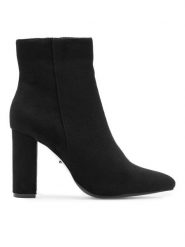 DeeZee Botki CEO-BRITT LS4690-19B Czarny. Czarne botki DeeZee, bez wzorów, z materiału, bez obcasa, na słupku, bez zapięcia. Za 159.99 zł.