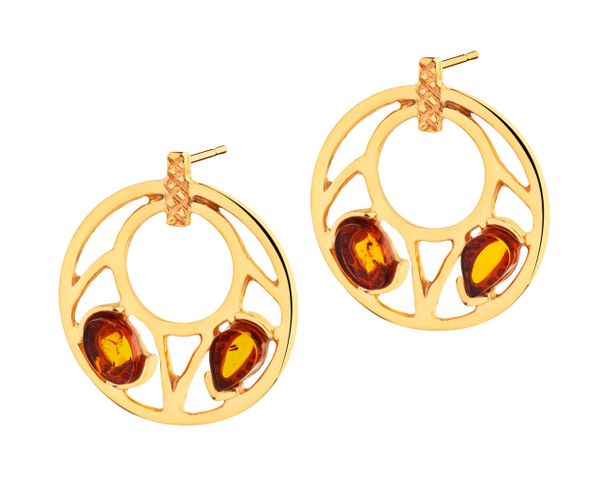 Kolczyki srebrne z bursztynem - koła. Szare kolczyki Apart, z bursztynem, pozłacane. Za 279.00 zł.
