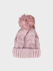 4F Czapka z pomponem damska - różowa S. Czerwone czapki 4f, bez wzorów, z syntetyku. W wyprzedaży za 39.99 zł.