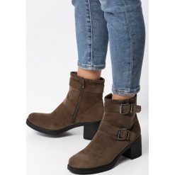 Zielone Botki Shelby. Zielone botki Born2be, bez wzorów, z okrągłym noskiem, przed kolano, bez obcasa, bez zapięcia. Za 119.99 zł.