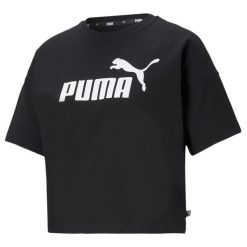 Koszulka sportowa damska Puma Ess Cropped Logo. Czarne koszulki sportowe Puma, bez wzorów, bez ramiączek, na fitness i siłownię. Za 224.00 zł.
