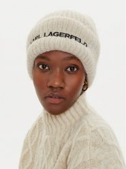 KARL LAGERFELD Czapka 246W3411 Beżowy. Brązowe czapki KARL LAGERFELD, bez wzorów, z materiału. Za 399.99 zł.