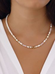 Luja Bijoux Pozłacany naszyjnik z kamieniami ozdobnymi - 42 cm rozmiar: onesize. Żółte naszyjniki Luja Bijoux, metalowe. Za 101.23 zł.
