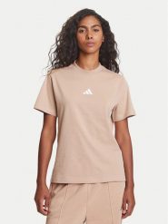 Adidas T-Shirt Essentials 3-Stripes JX7616 Beżowy Regular Fit. Brązowe t-shirty Adidas, m, bez wzorów, z bawełny, bez kołnierzyka, bez ramiączek. Za 119.99 zł.