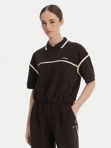 Guess Polo V6GP01 K2945 Brązowy Oversize. Brązowe koszulki polo Guess, m, z aplikacjami, z syntetyku, bez kołnierzyka, bez ramiączek. Za 162.00 zł.