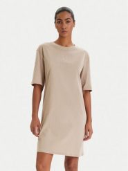 Armani Exchange Sukienka codzienna XW000825 AF10356 U6223 Beżowy Regular Fit. Brązowe sukienki Armani Exchange, na co dzień, l, bez wzorów, z bawełny, bez kołnierzyka, bez ramiączek, proste. Za 379.99 zł.