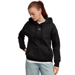 Bluza damska Puma ESS Centered Cat Logo Relaxed Hoodie. Czarne bluzy Puma, bez wzorów, z bawełny, bez kaptura. Za 168.99 zł.