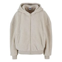 Damska bluza z kapturem zapinana na zamek Urban Classics Oversize Sherpa. Brązowe bluzy Urban Classics, na zimę, bez wzorów, z kapturem. Za 267.50 zł.