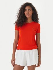 Emporio Armani T-Shirt EW000408 AF19024 U5029 Koralowy Regular Fit. Pomarańczowe t-shirty Emporio Armani, m, bez wzorów, z bawełny, bez kołnierzyka, bez ramiączek. Za 259.99 zł.