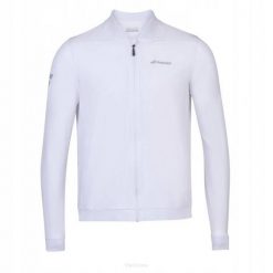 Bluza tenisowa juniorska Babolat Play Jacket. Białe bluzy BABOLAT, bez wzorów, z dresówki, bez kaptura. Za 155.99 zł.