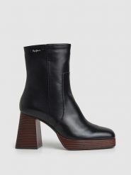 Pepe Jeans FOOTWEAR Botki "Abba Wood" w kolorze czarnym rozmiar: 41. Czarne botki Pepe Jeans FOOTWEAR, bez wzorów, z jeansu, bez obcasa, bez zapięcia. Za 210.81 zł.