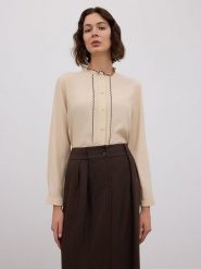 BGN Bluzka w kolorze beżowym rozmiar: 36. Brązowe bluzki BGN, bez wzorów, z wiskozy, bez kołnierzyka, bez ramiączek. Za 127.65 zł.