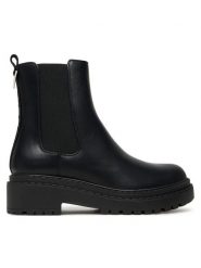 Guess Sztyblety FLTLNA FAL10 Czarny. Czarne botki Guess, z aplikacjami, ze skóry, bez obcasa, na płaskiej podeszwie, bez zapięcia. Za 679.99 zł.