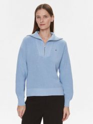 Tommy Hilfiger Sweter WW0WW42420 Niebieski Regular Fit. Niebieskie swetry TOMMY HILFIGER, m, bez wzorów, z bawełny, bez ramiączek. Za 579.99 zł.