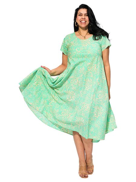 Aller Simplement Sukienka w kolorze jasnozielono-beżowym rozmiar: 50/52. Zielone sukienki Aller Simplement, bez wzorów, z bawełny, klasyczne, bez kołnierzyka, bez ramiączek, midi. Za 131.74 zł.