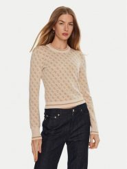 Guess Sweter Lise W4BR21 Z37K0 Beżowy Regular Fit. Brązowe swetry Guess, xl, z aplikacjami, z syntetyku, bez ramiączek. Za 219.99 zł.