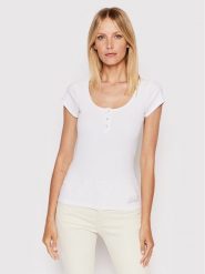 Guess Bluzka W2YP24 KBCO2 Biały Slim Fit. Białe bluzki Guess, xxl, z aplikacjami, z wiskozy, bez kołnierzyka, bez ramiączek. Za 139.99 zł.