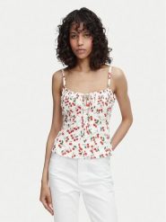 Guess Top W6YH97 W4497 Biały Regular Fit. Białe topy Guess, m, z aplikacjami, z bawełny, bez kołnierzyka, bez ramiączek. Za 344.99 zł.