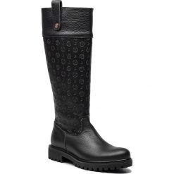 Oficerki POLLINI - TA26023G04Q2100A Vit.Nero. Czarne kozaki Pollini, ze skóry ekologicznej, przed kolano, bez obcasa, na obcasie, bez zapięcia. W wyprzedaży za 649.00 zł.