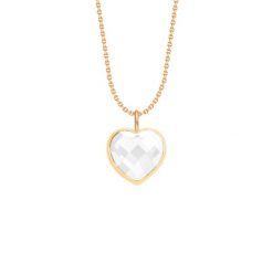 Naszyjnik z sercem z mlecznym kryształem na pozłacanym łańcuszku. Białe naszyjniki Lilou, pozłacane. Za 178.00 zł.