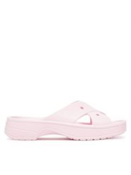 Crocs Klapki Cross Strap 210840 Różowy. Czerwone klapki Crocs, bez wzorów, z tworzywa sztucznego, bez obcasa. Za 129.99 zł.