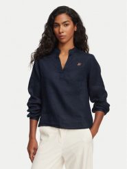 Beverly Hills Polo Club Bluzka P-SS26W-OLYMPIA Granatowy Regular Fit. Niebieskie bluzki Beverly Hills Polo Club, xs, bez wzorów, ze lnu, bez kołnierzyka, bez ramiączek. Za 169.99 zł.