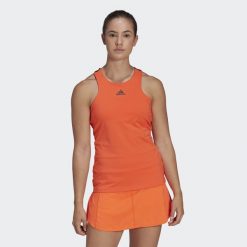 Tennis Y-Tank Top. Brązowe koszulki sportowe Adidas, bez wzorów, z materiału, bez ramiączek, tenisowe. Za 231.05 zł.
