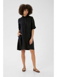 CULTURE Lniana sukienka w kolorze granatowym rozmiar: M. Niebieskie sukienki Culture, na co dzień, m, bez wzorów, ze lnu, bez kołnierzyka, bez ramiączek, midi, proste. Za 205.45 zł.
