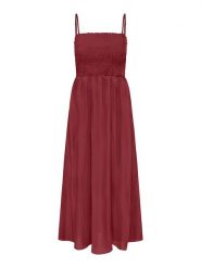 ONLY Sukienka "Nova" w kolorze czerwonym rozmiar: XL. Czerwone sukienki Only, xl, bez wzorów, z wiskozy, bez kołnierzyka, bez ramiączek, maxi. Za 122.96 zł.