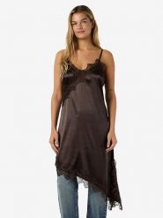 Noisy may Sukienka "Sofie" w kolorze ciemnobrązowym rozmiar: XL. Brązowe sukienki Noisy may, na co dzień, xl, bez wzorów, z koronki, z asymetrycznym kołnierzem, bez ramiączek, mini, asymetryczne. Za 126.99 zł.