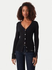 Guess Kardigan W6YR11 Z0950 Czarny Slim Fit. Czarne kardigany Guess, xs, z aplikacjami, z wiskozy. Za 394.99 zł.